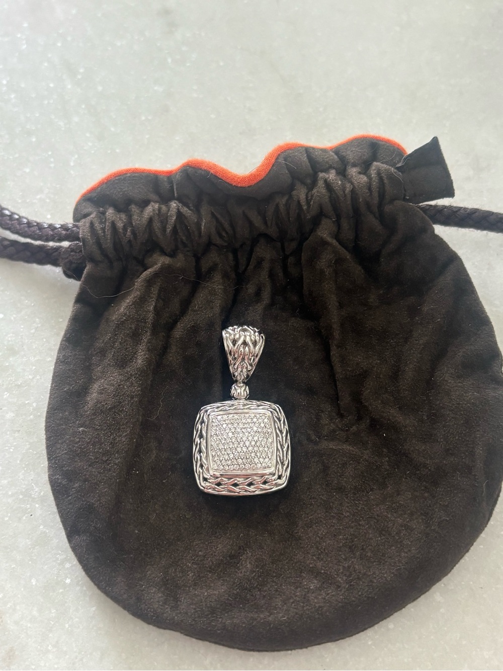 John Hardy Classic Chain Diamond Pavé Enhancer Pendant